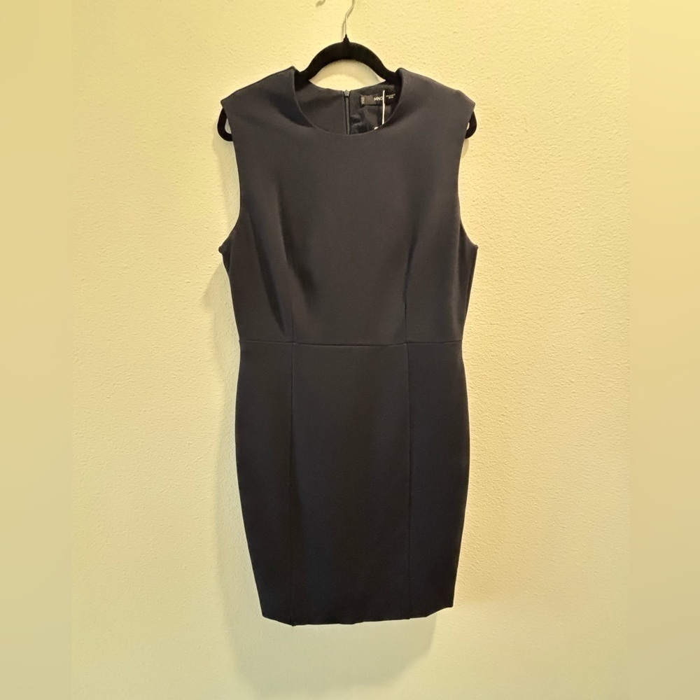 NWT Mango Roma-Knit Sleeveless Dress in dark navy, size US 10 - Picture 5 of 8
